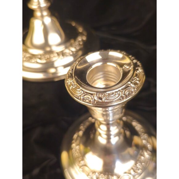 Vintage Gorham Silverplate Ornate Candlestick Holders Set Of Two - Picture 8 of 9